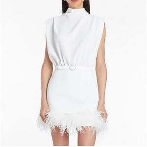 Amanda Uprichard Sullivan Feather Crystal Detail Mini Dress